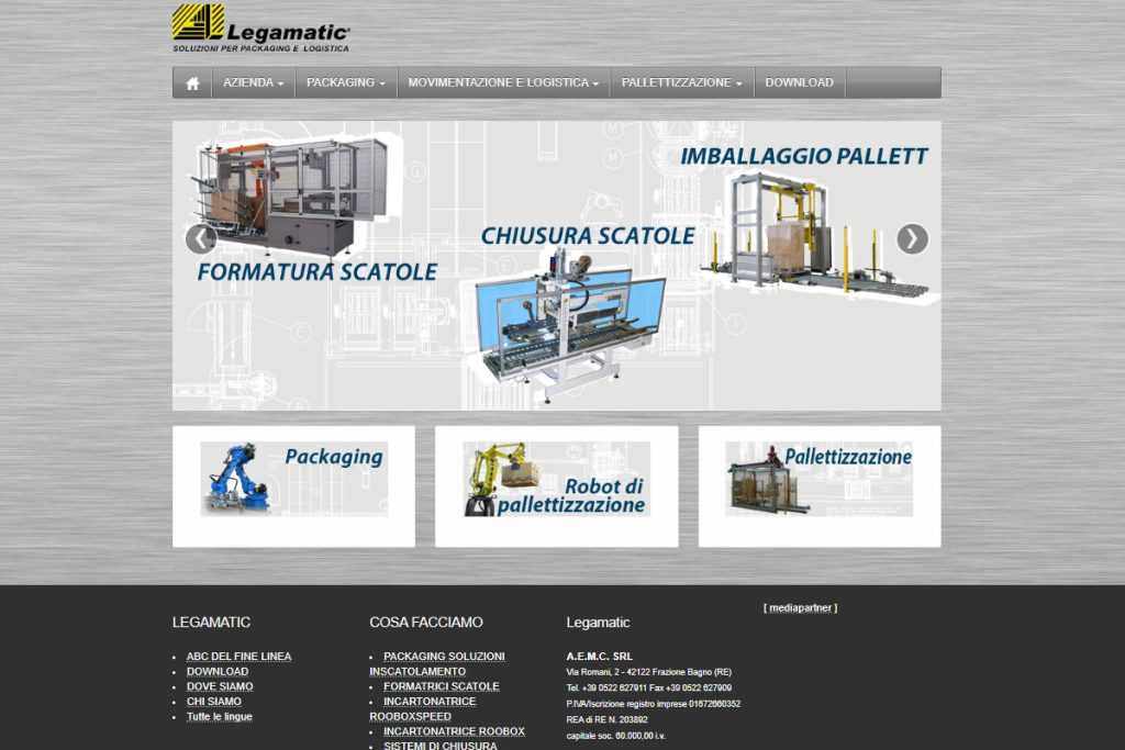 Categorie prodotti realizzati da Legamatic: Formatura Scatole, Chiusura Scatole, Imballaggio Pallett