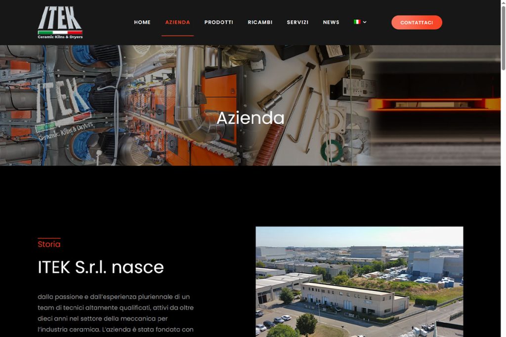 Pagina "Azienda" nuovo sito web Itek Italia Srl di Fiorano Modenese